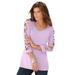 Plus Size Women's Lattice-Sleeve Ultimate Tee by Roaman's in Pale Lavender (Size 30/32) Shirt