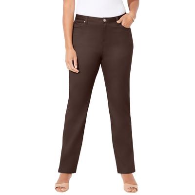 Plus Size Women's Sateen Stretch Pant by Catherines in Chocolate Ganache (Size 30 W)