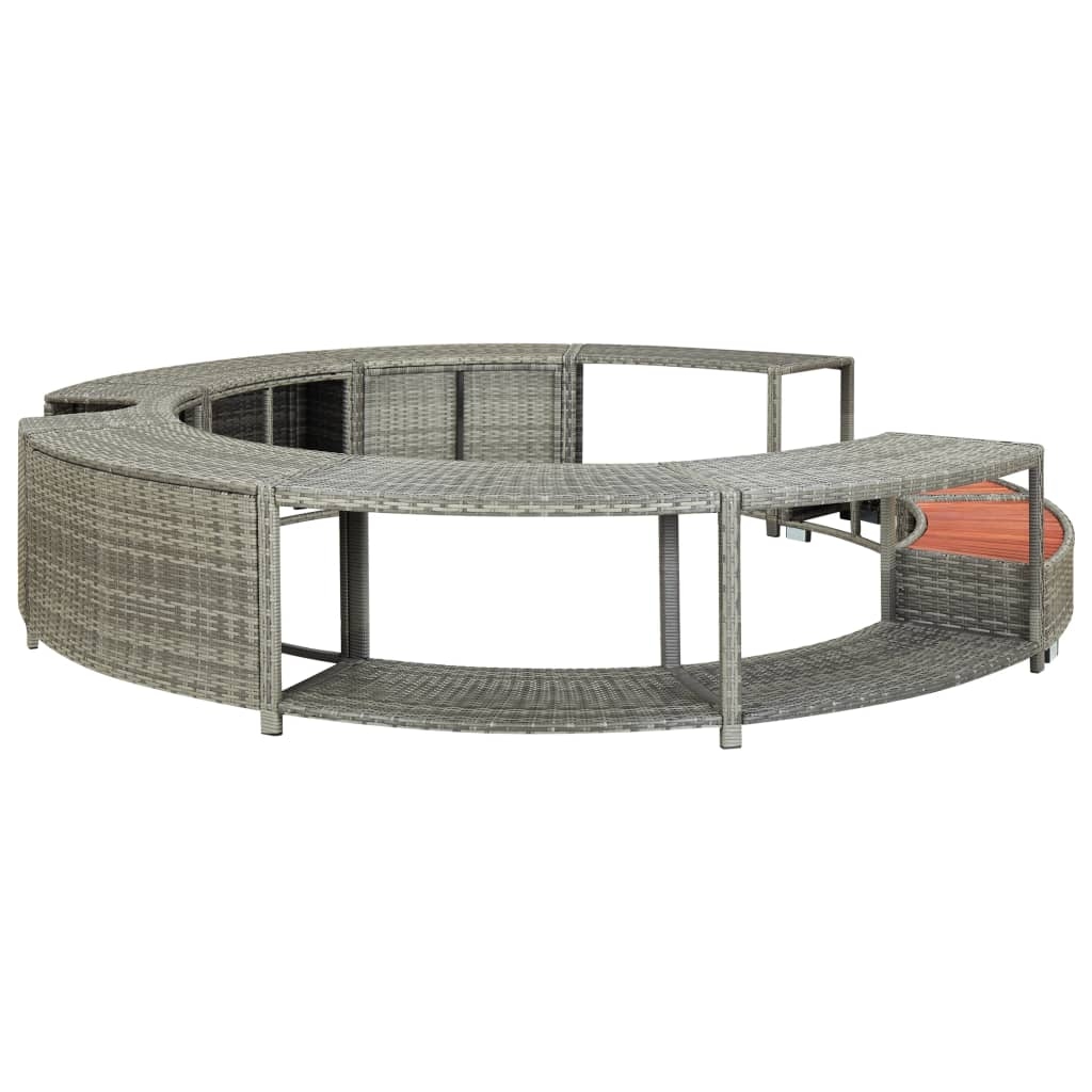 vidaXL Whirlpool-Umrandung Grau Poly Rattan Image