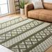 Gray/Green 48 x 0.25 in Indoor Area Rug - Dakota Fields Geometric Handmade Flatweave Wool/Gray/Dark Green Area Rug Cotton/Wool | Wayfair