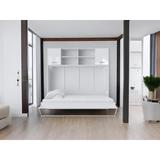 MaximaHouse Invento Horizontal Wall Bed, European Full Size w/ A Cabinet On Top Platform Mattress Wood in White | 78.3 H x 87 W x 58.6 D in | Wayfair