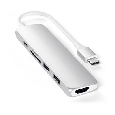 Satechi Slim Aluminum USB Type-C Multi-Port Adapter V2 (Silver) ST-SCMA2S