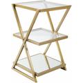 Greytown 26"H x 15"W x 15"D Modern End Table Glass metal Clear/Gold End Table - Hauteloom