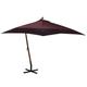 vidaXL Parasol suspendu avec mât Rouge bordeaux 3x3 m Bois de sapin