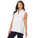 Plus Size Women's Stretch Cotton Poplin Sleeveless Shirt by Jessica London in White (Size 28 W)