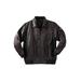 Men's Big & Tall Embossed Leather Bomber Jacket by KingSize in Brown (Size L)