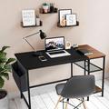 Steelside™ Myra 47" W Home Office Computer Writing Study Desk w/ Storage Shelves Wood/Metal in Black/Brown | 29.5 H x 47.2 W x 23.6 D in | Wayfair