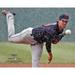 Shane Bieber Cleveland Indians Unsigned 2021 Snow Pitching Photograph