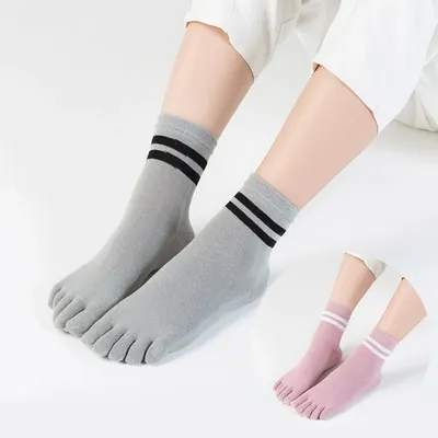 Chaussettes à orteils en coton pour femmes chaussettes à rayures colorées pour dames à cinq