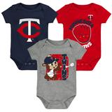 Newborn & Infant Navy/Red/Gray Minnesota Twins Change Up 3-Pack Bodysuit Set