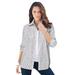 Plus Size Women's Long-Sleeve Kate Big Shirt by Roaman's in Black Stripe (Size 32 W) Button Down Shirt Blouse