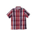 Men's Big & Tall Short-Sleeve Plaid Sport Shirt by KingSize in True Red Plaid (Size 6XL)