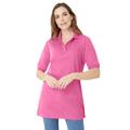 Plus Size Women's Oversized Polo Tunic by Roaman's in Vintage Rose (Size 34/36) Short Sleeve Big Shirt