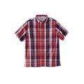 Men's Big & Tall Short-Sleeve Plaid Sport Shirt by KingSize in True Red Plaid (Size 5XL)