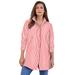 Plus Size Women's Kate Tunic Big Shirt by Roaman's in Coral Red Stripe (Size 28 W) Button Down Tunic Shirt