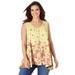 Plus Size Women's High-Low Button Front Tank by Woman Within in Banana Graduated Floral (Size 3X) Top