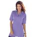 Plus Size Women's Oversized Polo Tunic by Roaman's in Vintage Lavender (Size 22/24) Short Sleeve Big Shirt