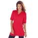 Plus Size Women's Oversized Polo Tunic by Roaman's in Vivid Red (Size 26/28) Short Sleeve Big Shirt