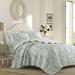 Laura Ashley Venetia Reversible Modern & Contemporary Quilt Set Polyester/Polyfill/Cotton in Blue | Twin Quilt + 1 Sham | Wayfair 222274