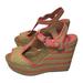 Coach Shoes | Coach Pink & Tan Woven Wedges Size 9 Us | Color: Pink/Tan | Size: 9