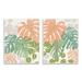 Bay Isle Home™ Tropical Monstera Palm Leaves Green Orange Canvas in Green/Orange | 15 H x 10 W x 0.5 D in | Wayfair