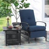 Red Barrel Studio® Recliner Patio Chair w/ Cushions Metal in Blue | 7.8 H x 22.6 W x 25.2 D in | Wayfair 8109F148E05B4FD9A1B03A43809CF5A4