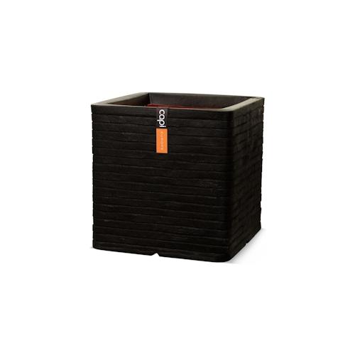 Capi Blumentopf Nature Row Quadratisch 30 x 30 cm Schwarz KBLRO902