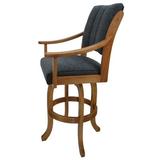 Wildon Home® Ahian Swivel Bar & Counter Stool Wood/Upholstered in Black/Brown/Indigo | 19.5 W x 20 D in | Wayfair 3DD6D88DAC6147E7A6E11D221DEA1551