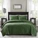 George Oliver Burnadette 3 Piece Velvet Quilt Set Microfiber in Green | Full/Queen Coverlet + 2 Standard Shams | Wayfair