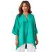 Plus Size Women's Hi-Low Linen Tunic by Jessica London in Aqua Sea (Size 18 W) Long Shirt