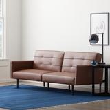 Lucid Comfort Collection Lucid Comfort 74" Faux Leather Square Arm Sleeper Faux /Water Resistant in Brown | 29.7 H x 74 W x 33.8 D in | Wayfair