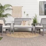 Winston Porter Tournesol 3 Piece Sofa Seating Group w/ Cushions Wood/Natural Hardwoods in Brown/White | Outdoor Furniture | Wayfair