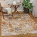 Talang 6'7" x 9' Modern Contemporary Bohemian Abstract Cream/Light Beige/Light Gray/Medium Brown/Mustard/Rust/Brick Red/Rust/Peach Area Rug - Hauteloom