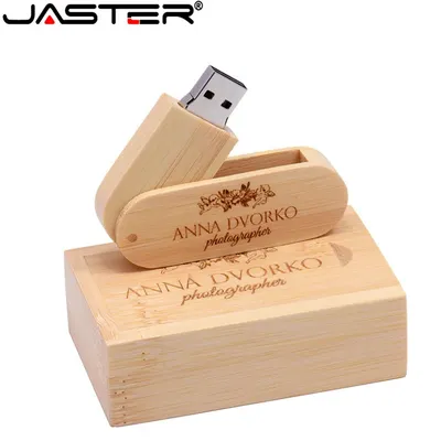 JASTER-Clé USB en bois avec logo personnalisé gratuit clé USB avec boîte clé USB pour