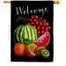 Breeze Decor Welcome Fruity House Flag Fruits Food 28 X40 Inches Double-Sided Decorative Decoration Yard Banner in Black/Red | Wayfair