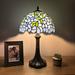 Canora Grey Varnum Tiffany Style Table Lamp Blue Stained Glass Green Leaves Included LED Bulb 19"H*12"W Glass/Metal in Blue/Green | Wayfair