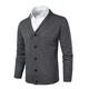 KTWOLEN Mens Knit Shawl Collar Cardigan Casual Knitwear Long Sleeve Button Up Cardigan Jumpers Solid Color Thick Sweater Dark Grey