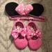 Disney Shoes | Minnie Headband And Minnie Mouse Crib Shoes | Color: Pink/White | Size: 1bb