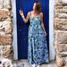 Zara Dresses | Leaf Print Maxi Dress | Color: Blue/Green | Size: M