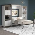 Mercury Row® Armiead Queen Murphy Bed w/ Shelving & Fold-Out Desk (125W), Wood in Gray/White/Brown | 89.7 H x 123.6 W x 69.2 D in | Wayfair