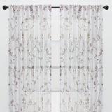 Red Barrel Studio® Keohane 2-Panel Floral Textured Sheer Curtain Panels 3-In-1 Back Tab, Rod Pocket, Ring Tab in Brown | 108 H x 52 W in | Wayfair