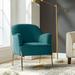 Etta Avenue™ Cleo 26" Wide Contemporary Chair w/ Recessed Arms Wood/Velvet/Fabric in Blue | 32 H x 26 W x 30 D in | Wayfair