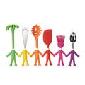 Kitchen Utensils Set In Human-Shape– 6 Pcs cute kitchen accessories, Cooking Gadgets, funny gift, Silicone Spatula, Potato Masher, Whisk, Ice Cream Scoop, Basting Brush, & Pasta Fork