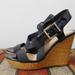 Jessica Simpson Shoes | Black Wedge Slingback Sandal Patent Leather Fabric | Color: Black | Size: 8.5