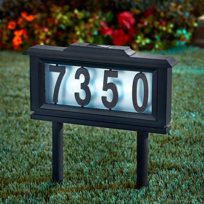 Solar Light House Number Plaque by BrylaneHome in Black Illuminated Address Sign 13