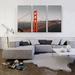 ARTCANVAS San Francisco Golden Gate Bridge - 3 Piece Wrapped Canvas Photograph Print Set Metal in Gray/Orange | 40 H x 60 W x 1.5 D in | Wayfair
