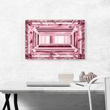 ARTCANVAS Emerald Cut Diamond Jewel - Wrapped Canvas Graphic Art Print Canvas, Wood in Pink | 18 H x 26 W x 1.5 D in | Wayfair ACIJWL40-1L-26x18