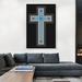 ARTCANVAS Navy Baby Blue Christian Church Jewel Cross Pixel - Wrapped Canvas Graphic Art Print Metal in Black/Blue | 40 H x 26 W x 0.75 D in | Wayfair