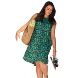 Plus Size Women's Sleeveless Shift Dress by ellos in Navy Palm Print (Size 4X)