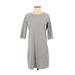 Rolla Coster Casual Dress - Shift Crew Neck 3/4 sleeves: Gray Print Dresses - Women's Size Small